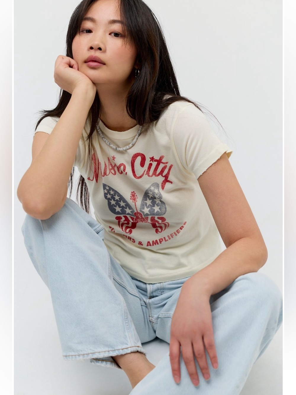 Free People X Daydreamer Music City Butterfly Baby Tee NWT M